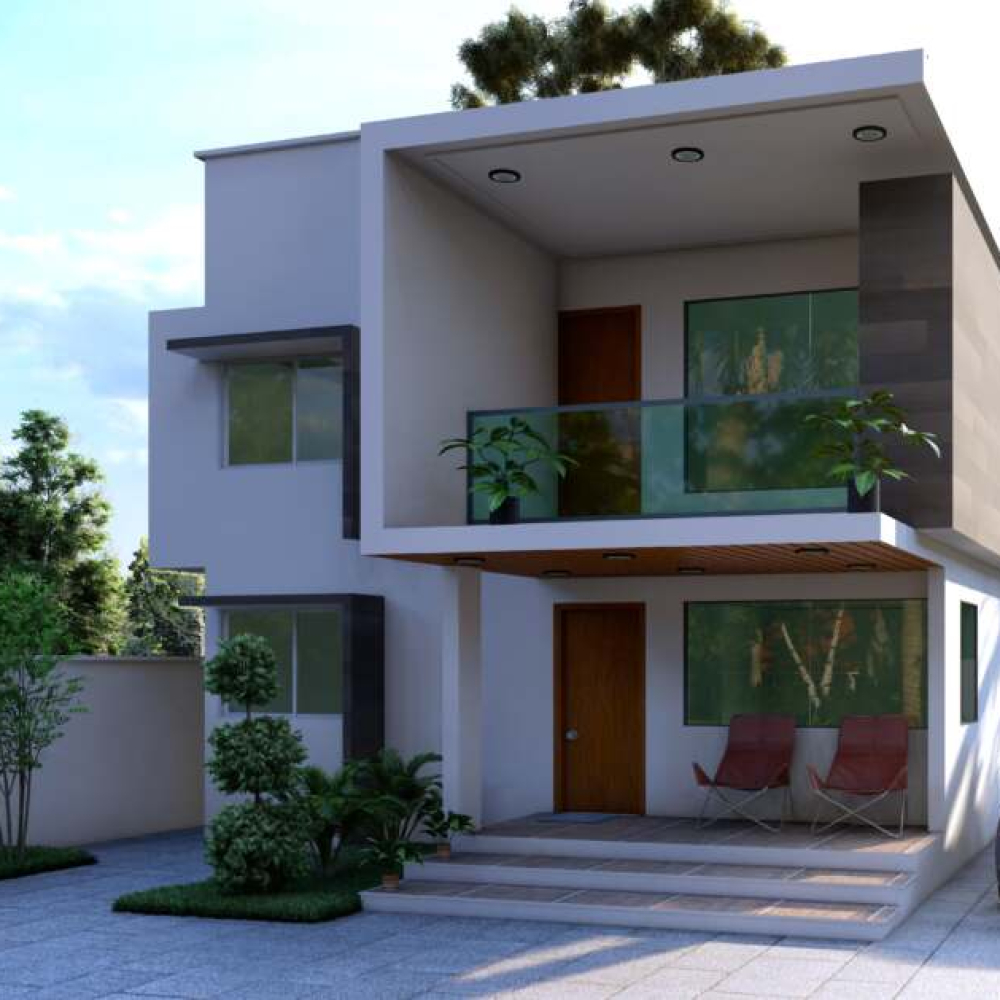 VT 3 Luxurious 4-bedroom home with pool, outdoor seating, and hanging terrace. for your building design and construction services, we are your partner.